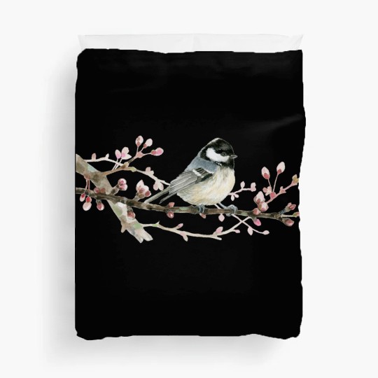 Swamp Tit on A Twig - Garden Birds In Spring Duvet Covers