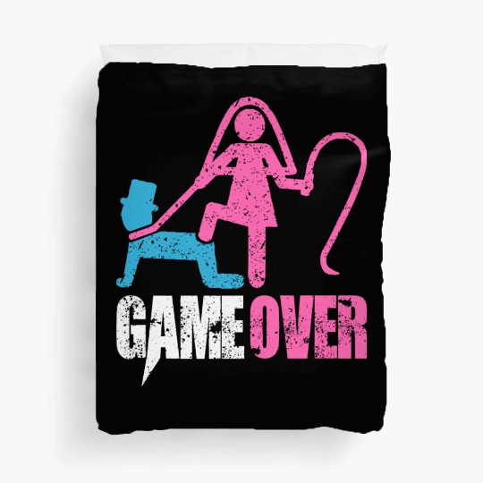 Funny Bride and Groom Meme & Quote Duvet Covers "Game