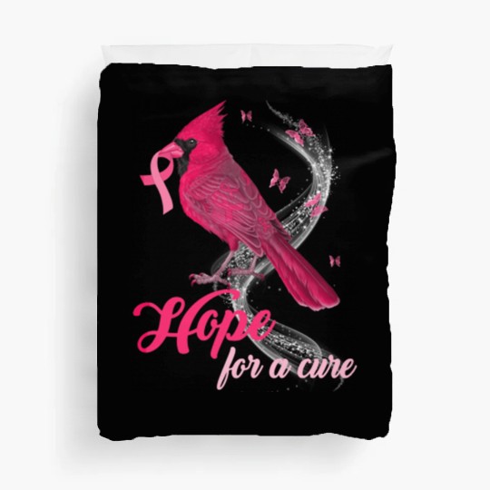 Breast Cancer Cardinal bird hope for a cure Duvet Covers