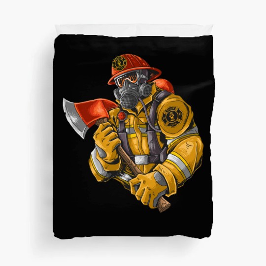 firefighter fire brigade fire station blueish use Duvet Covers