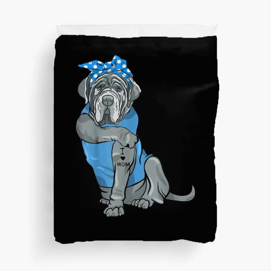 Neapolitan Mastiff Dog Tattoo I Love Mom Duvet Covers