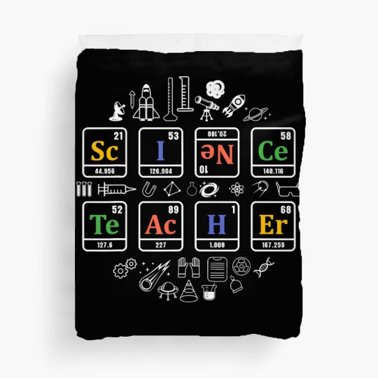 Science teacher periodic table chemistry elements Duvet Covers