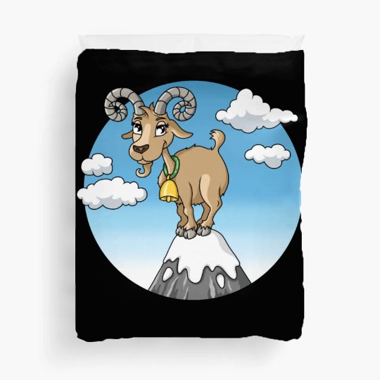 Mountain goat peaks with snow cartoon Duvet Covers