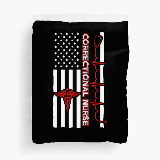 Correctional Nurse USA Flag Nursing RN Duvet Covers