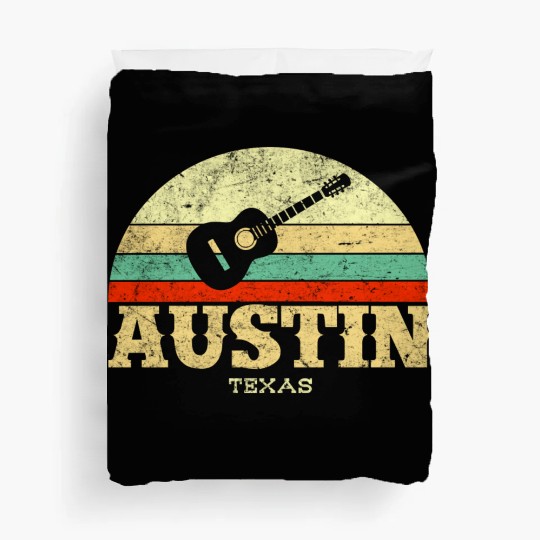 Retro Austin Texas Guitar Vintage Lone Star State Duvet Covers