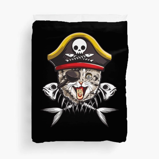 Cat Pirate Jolly Roger Flag Skull Crossbones Capta Duvet Covers