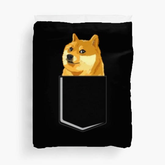 Dogecoin Dog In A Pocket Crypto To The Moon Doge Duvet Covers