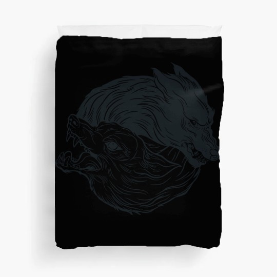 Wolf yin yang meditation philosophy symbol Duvet Covers