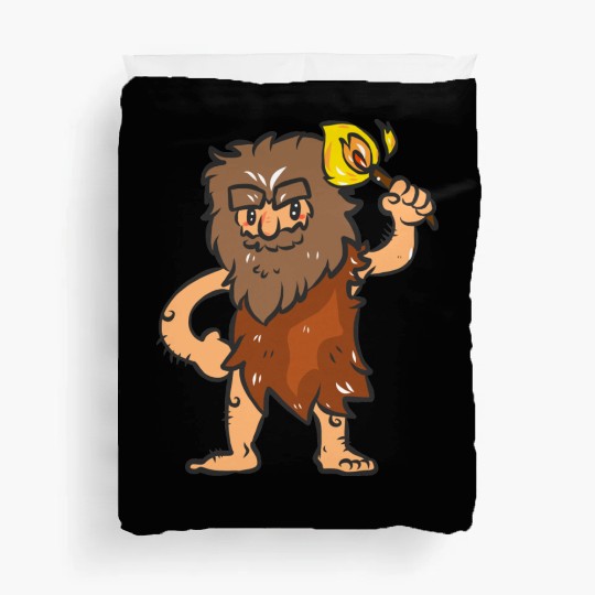 Caveman with Torch Duvet Covers