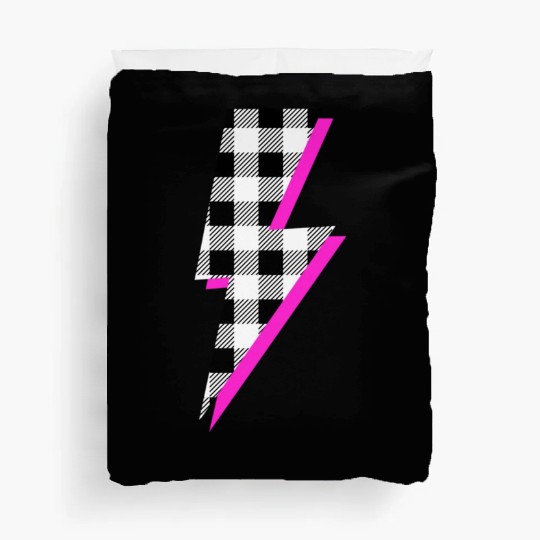 Buffalo Plaid Lightning Bolt Pink Shadow Graphic P Duvet Covers