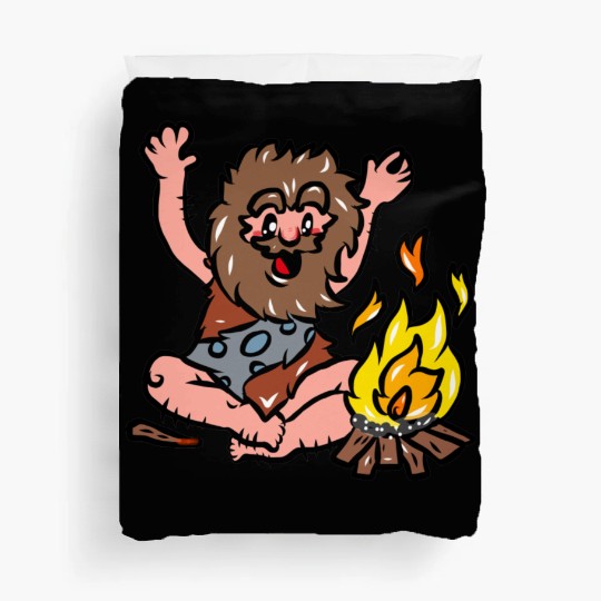 Caveman with Fire Duvet Covers