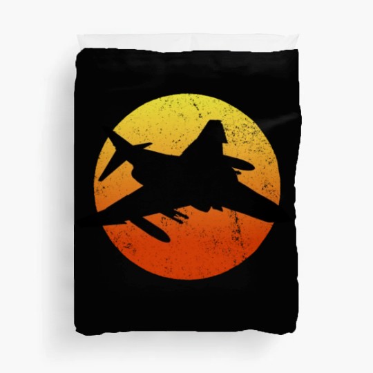 F-4 Phantom Silhouette Retro Sunset Military Jetf4 Duvet Covers