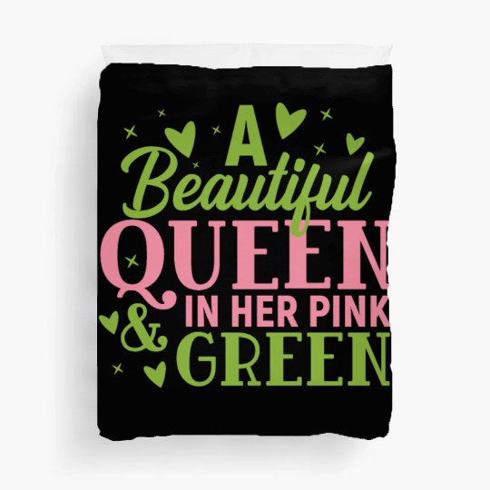 A Beautiful Queen in her Pink and Green | HBCU AKA Duvet Covers