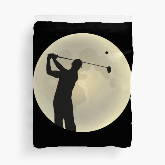 Golfer Silhouette Golf Golfer Moon Full Moon Duvet Covers