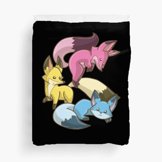 Pansexual Fox,Kawaii Pastel Goth Anime Art Pan Duvet Covers