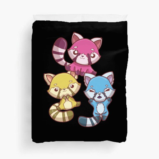 Pansexual Kawaii Red Panda, Pastel Goth Anime Art Duvet Covers