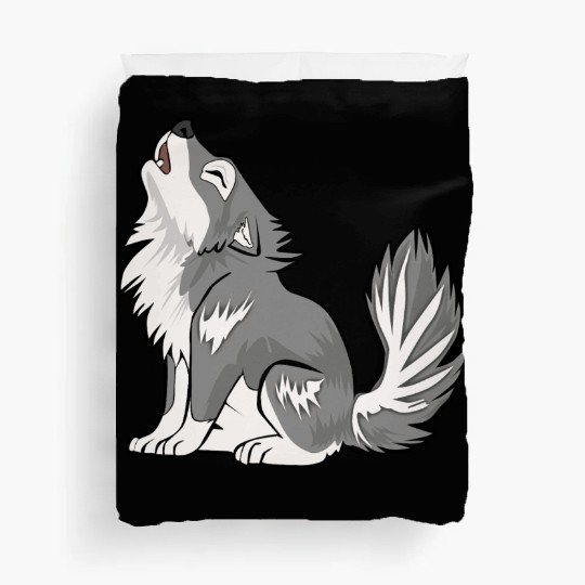 Cute Baby Howling Wolf Cub Gifts Animals Lover Duvet Covers