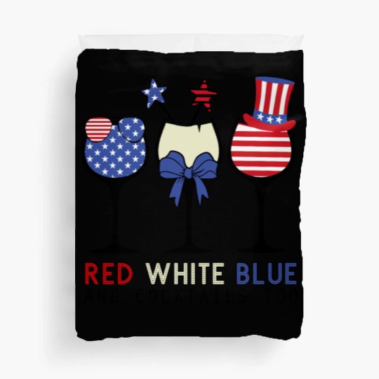 Red White Blue and Cocktails Duvet Covers