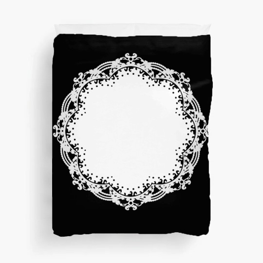snow-white cake lace as a frame and decoration Duvet Covers