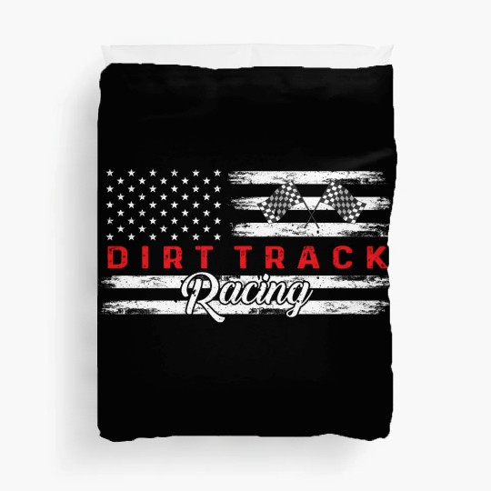 American Flag Dirt Track Racing Car Bike Driver Duvet Covers