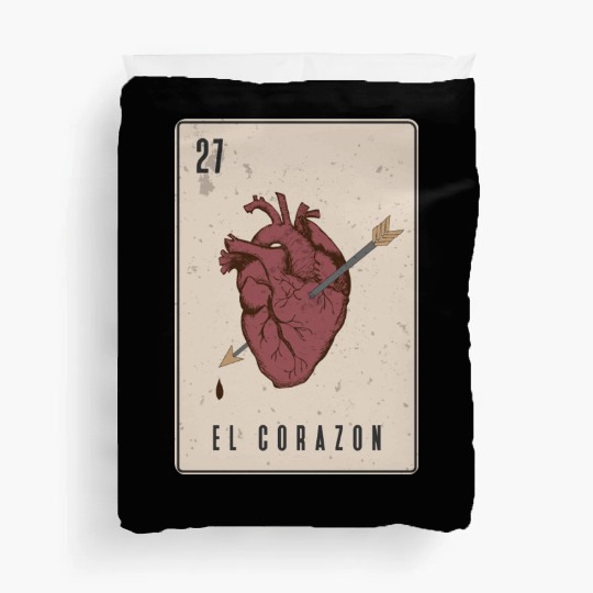 El Corazon Mexican Loteria Duvet Covers