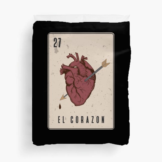El Corazon Mexican Loteria Duvet Covers