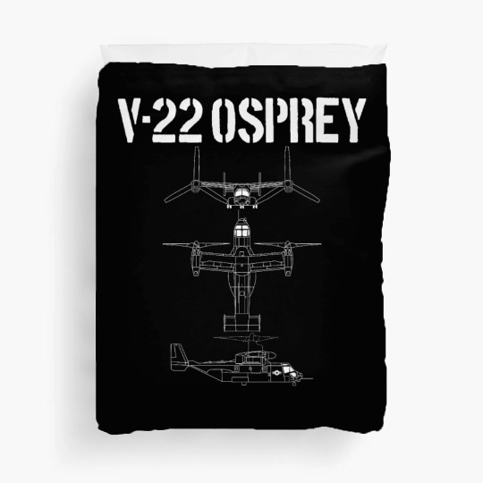 V-22 Osprey Schematic Military Helicopter Flying Duvet Covers