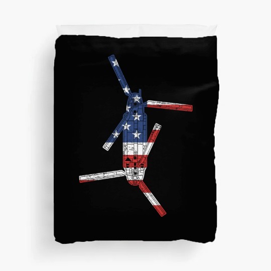 CH47 Chinook Military Helicopter American Flag Duvet Covers