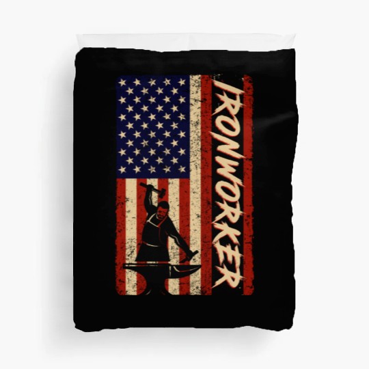 US Flag Ironworker Independence labor Day Duvet Covers