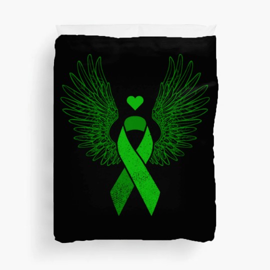 Winged green ribbon liver cancer awareness Duvet Covers