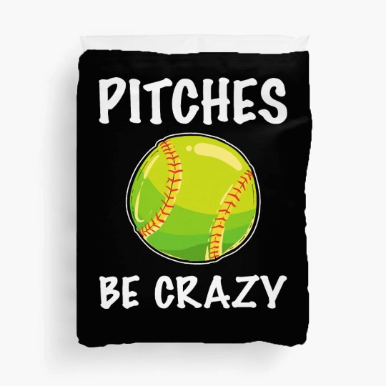 Softball Player Pitcher Pitches Be Crazy Softball Duvet Covers