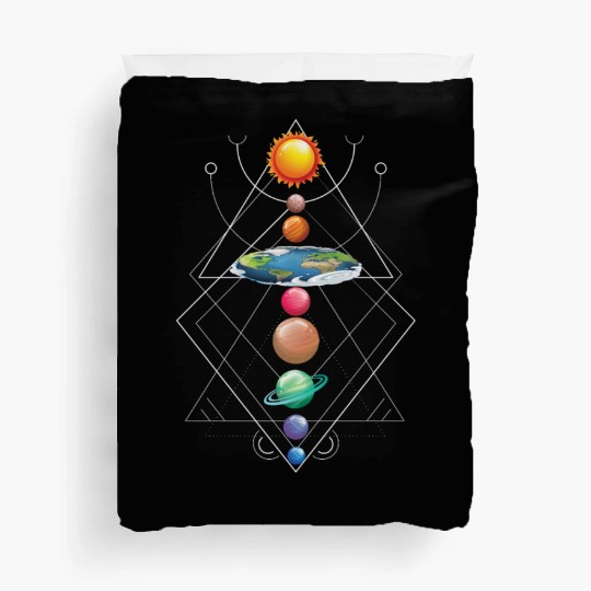 Solar System Flat Earth I Love My Planet Space Duvet Covers