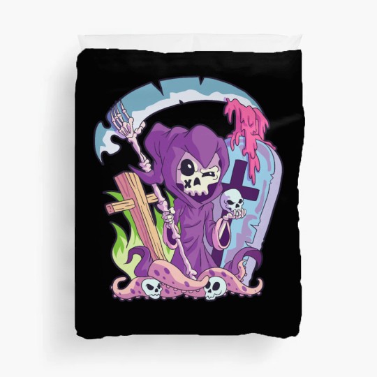 Kawaii Death Grim Reaper Pastel Goth Creepy Occult Duvet Covers