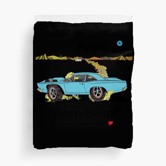 1968 Plymouth Road Runner Salt Flats Light Blue Duvet Covers