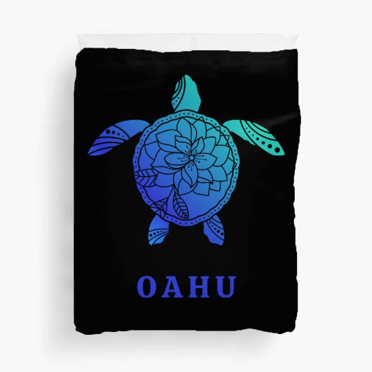 Oahu Hawaii Tribal Turtle Flower Ocean Beach Sea Duvet Covers