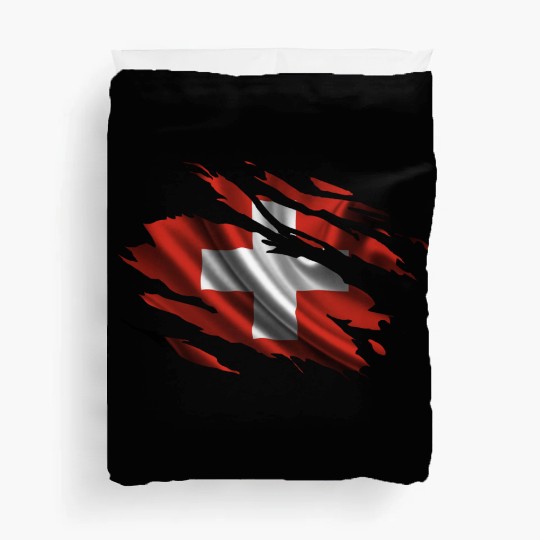 Switzerland Ripped Flag Duvet Covers