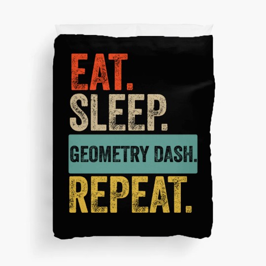 Eat sleep geometry dash repeat retro vintage Duvet Covers