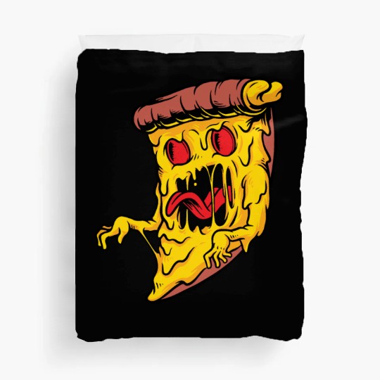 Scary Pizza Pizza scary horror cool graphic design Duvet Covers