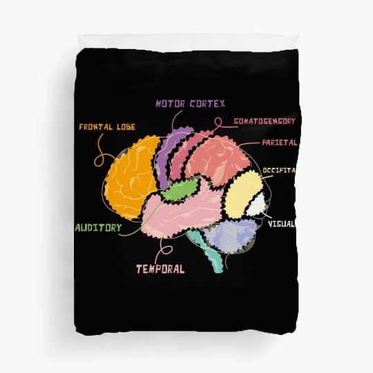 Neurology Brain Map Parts Of The Brain Anatomy Duvet Covers