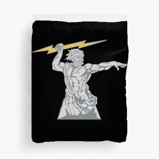 Greek mythology Zeus lightning bolt silhouette Duvet Covers