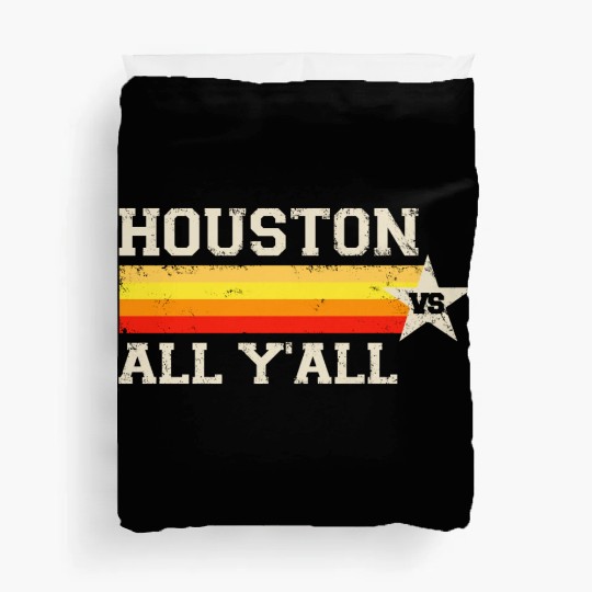 Houston vs All Y'all Vintage Stripe Texas Baseball Duvet Covers