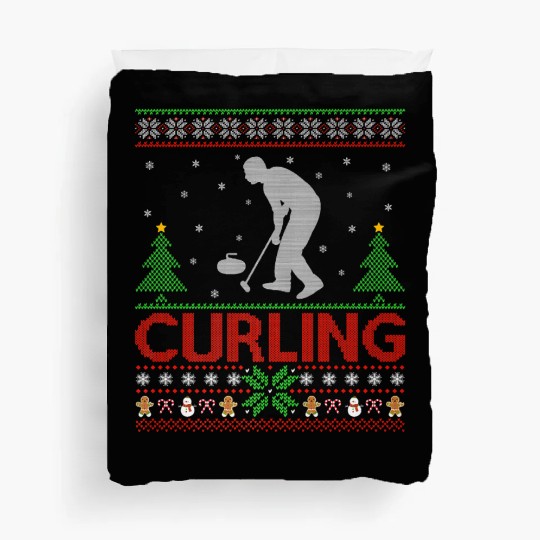 Curling Sports Lover Santa Ugly Curling Christmas Duvet Covers