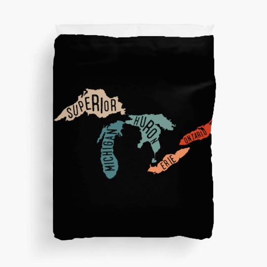 Great lakes USA, Michigan Lake Erie Lake Duvet Covers