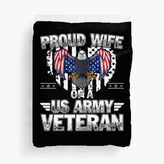 Proud Wife Of A US Army Veteran Duvet Covers