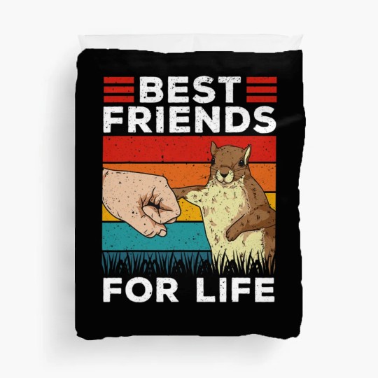 Retro Squirrel Best Friends For Life Funny Squirre Duvet Covers