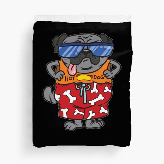 Hot Dog Pug Lover Summer Beach Duvet Covers