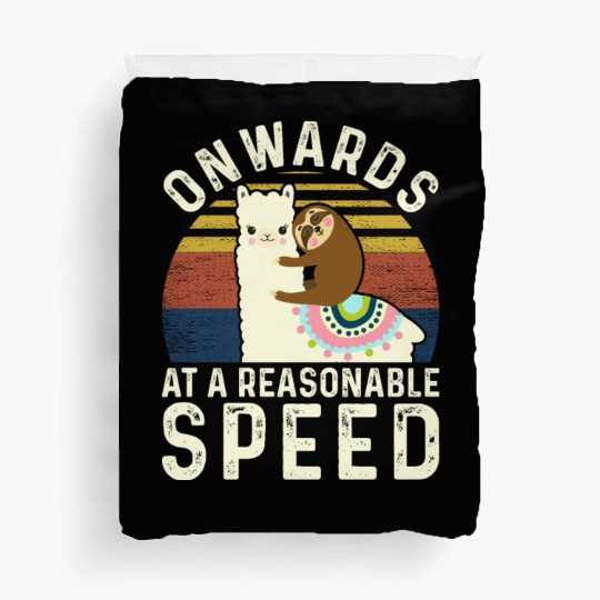 Vintage Style Sloth Riding Alpaca - Funny Llama Duvet Covers