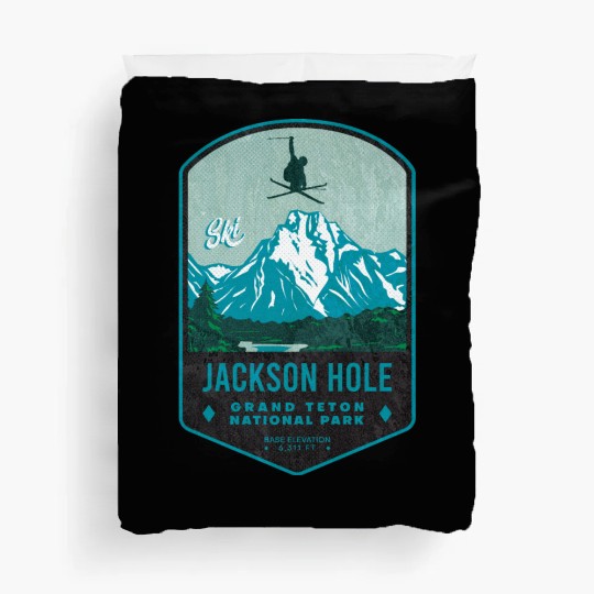 Jackson Hole Ski Badge Duvet Covers