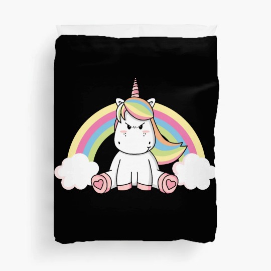 Grumpy Unicorn Evil Bad Mood Unicorn Rainbow Duvet Covers