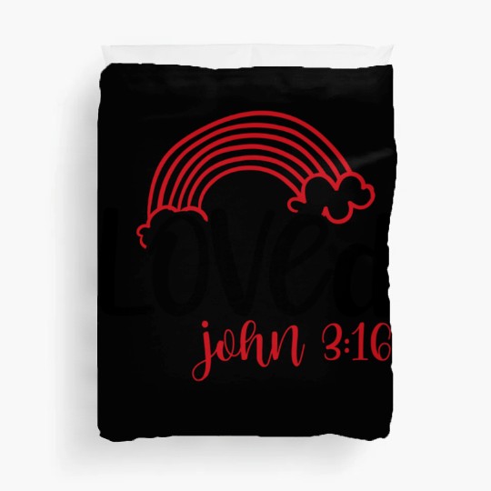 Loved john 3 16 Valentine Day Bible Verse Text Art Duvet Covers